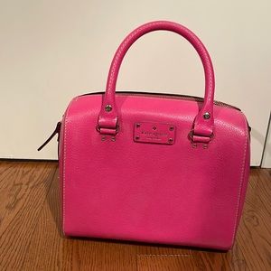 Bubblegum pink Kate spade tote with matching cross body strap